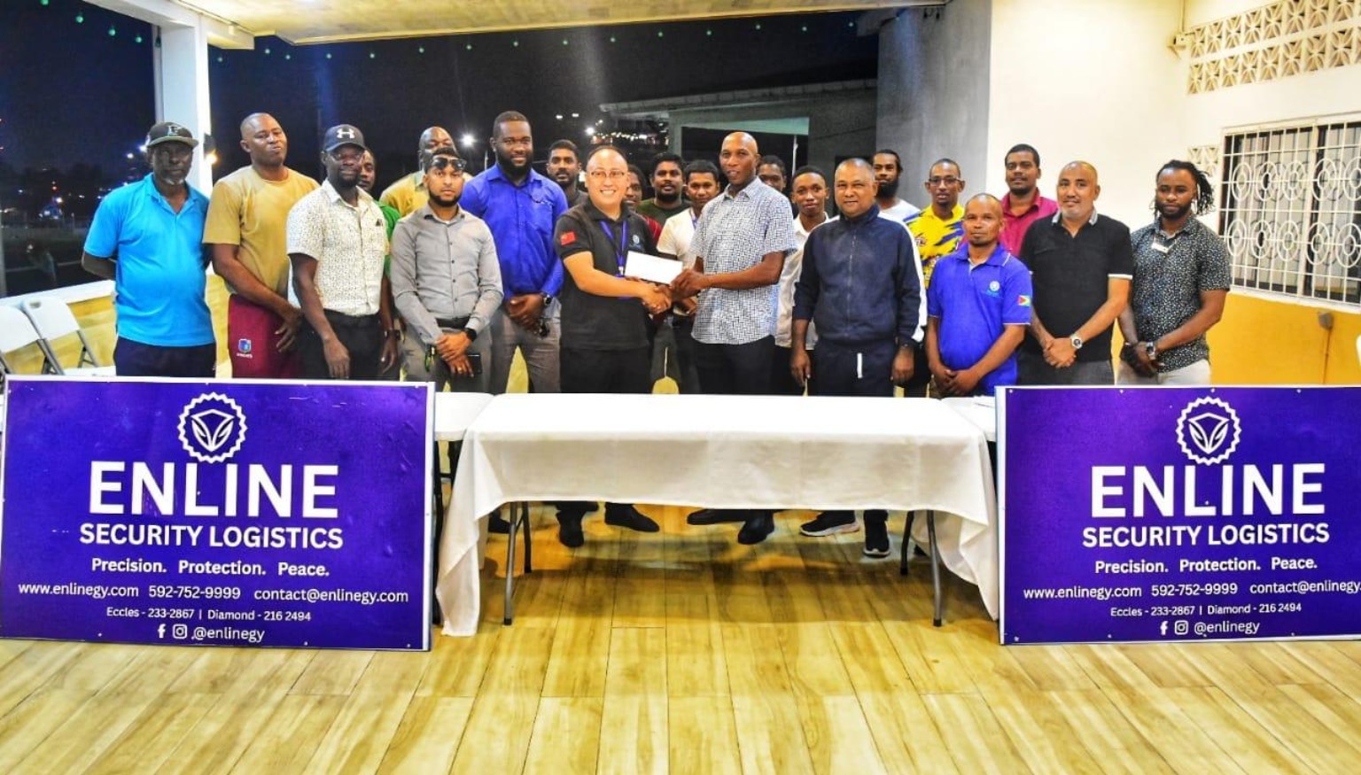 Official cheque handover for the Enline-sponsored Georgetown Cricket Association Under-17 competition